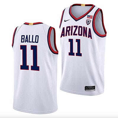 Oumar Ballo Jersey #11 Arizona Wildcats College Basketball White