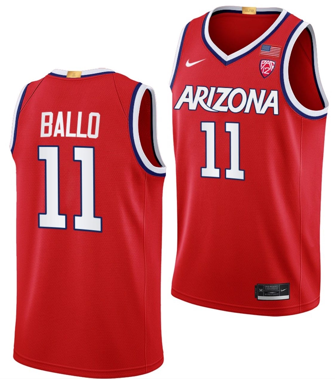 Oumar Ballo Jersey #11 Arizona Wildcats College Basketball Red