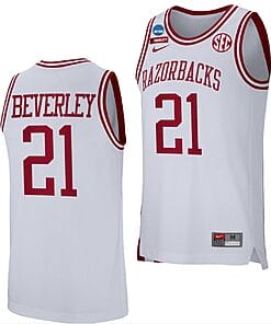 Patrick Beverley Jersey #21 Arkansas Razorbacks College Basketball 2022 NCAA March Madness Retro White