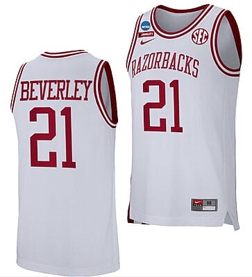 Patrick Beverley Jersey #21 Arkansas Razorbacks College Basketball 2022 NCAA March Madness Retro White