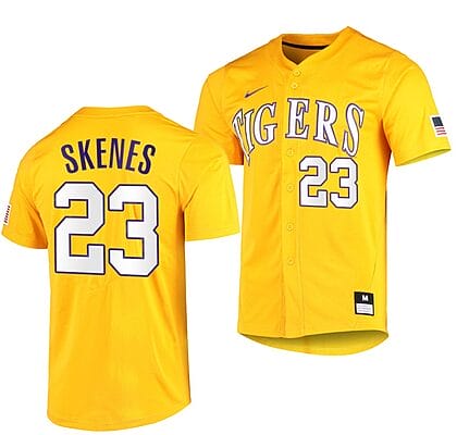 Paul Skenes Jersey #23 LSU Tigers Baseball NCAA College 2023 MLB Draft Top prospects Gold