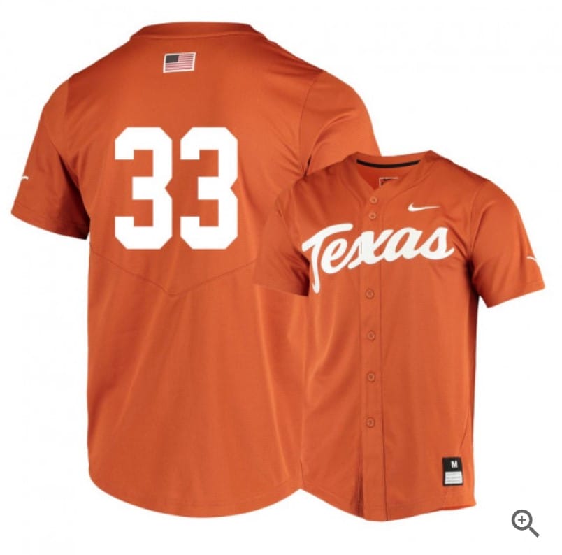 Pete Hansen Jersey #33 Texas Longhorns Baseball NCAA College Elite Orange Alumni