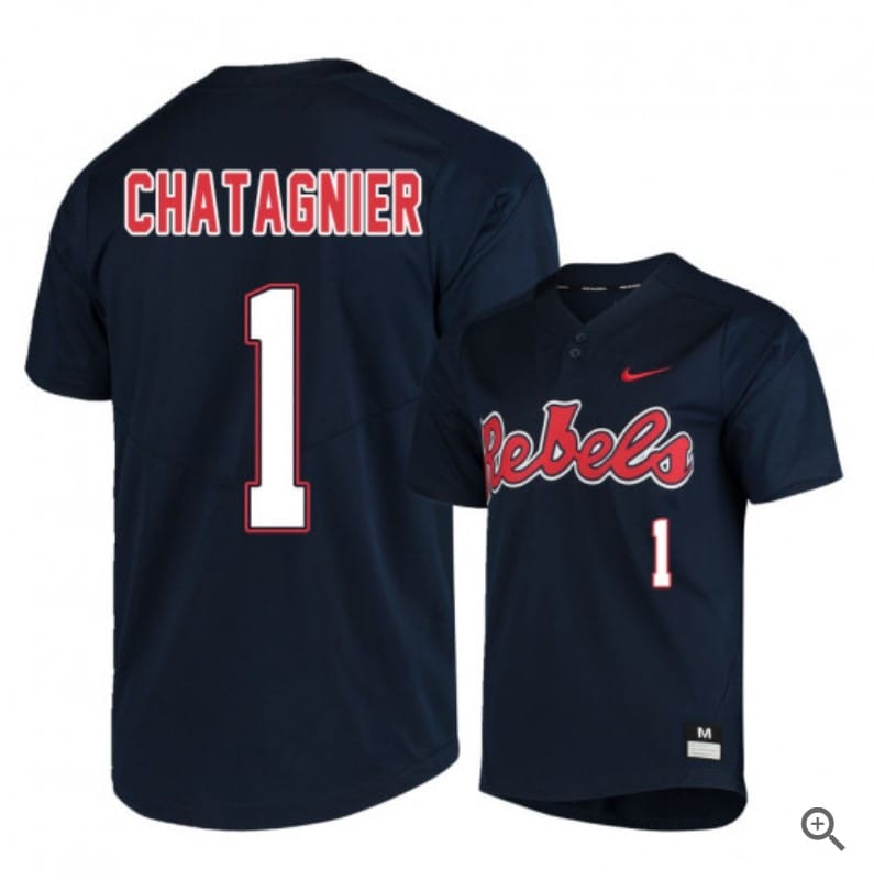 Peyton Chatagnier Jersey #1 Ole Miss Rebels Baseball NCAA College Black Alumni
