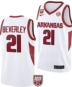 Patrick Beverley Jersey #21 Arkansas Razorbacks College Basketball 100 Season White