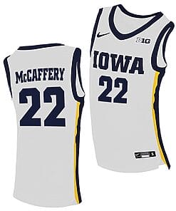 Patrick McCaffery Jersey #22 Iowa Hawkeyes College Basketball White