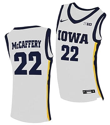 Patrick McCaffery Jersey #22 Iowa Hawkeyes College Basketball White