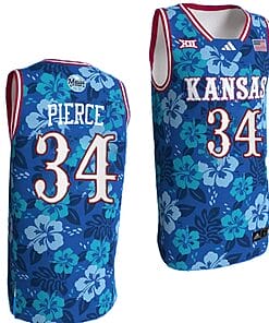 Paul Pierce Jersey #34 Kansas Jayhawks Bill Self Game College Basketball Blue Maui Strong