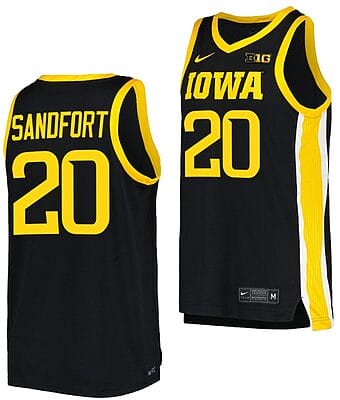 Payton Sandfort Jersey #20 Iowa Hawkeyes College Basketball Replica Black