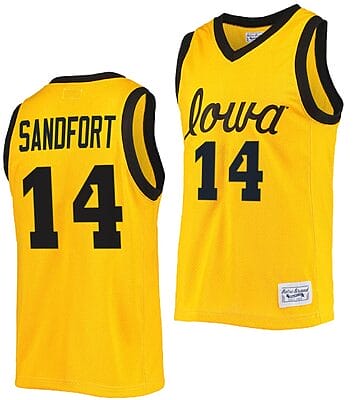 Pryce Sandfort Jersey #14 Iowa Hawkeyes College Basketball Gold