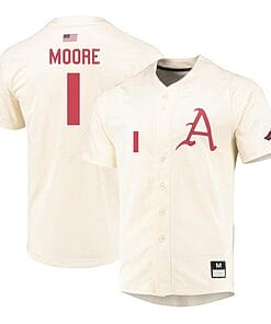 Robert Moore Jersey #1 Arkansas Razorbacks Baseball NCAA College Cream Alumni