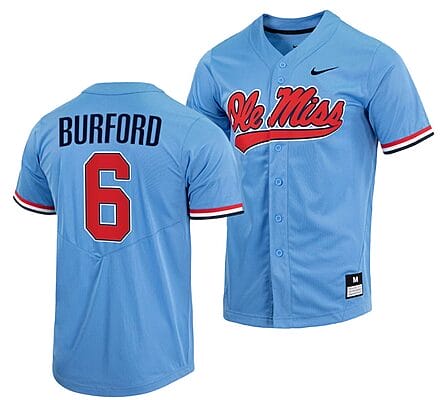 Reagan Burford Jersey #6 Ole Miss Rebels College Baseball Blue