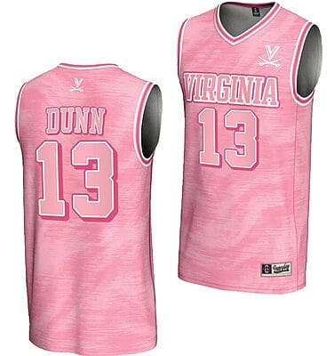 Ryan Dunn Jersey #13 Virginia Cavaliers College Basketball Lightweight Pink