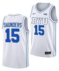 Richie Saunders Jersey BYU Cougars College Basketball White #15