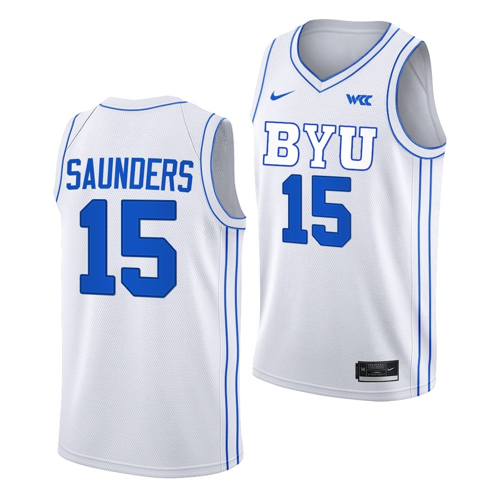Richie Saunders Jersey BYU Cougars College Basketball White #15
