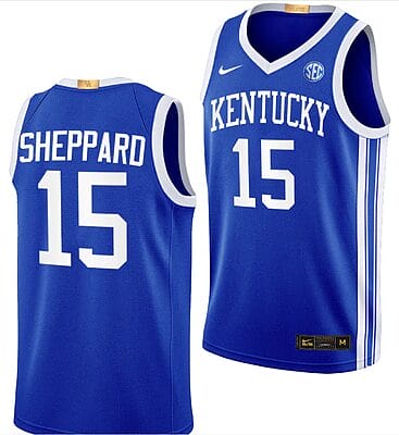 Reed Sheppard Jersey #15 Kentucky Wildcats Basketball Blue Away Classic