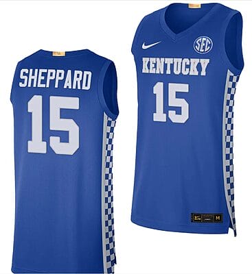 Reed Sheppard Jersey #15 Kentucky Wildcats Basketball Replica Blue