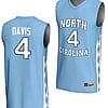 RJ Davis Jersey #4 UNC Tar Heels Basketball Lightweight Blue