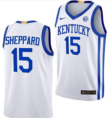Reed Sheppard Jersey #15 Kentucky Wildcats Basketball White Home Classic