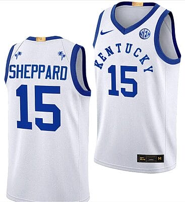 Reed Sheppard Jersey #15 Kentucky Wildcats Basketball Big Blue Bahamas Limited White