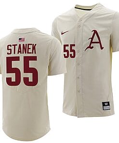 Ryne Stanek Jersey #55 Arkansas Razorbacks College Baseball Full-Button Natural