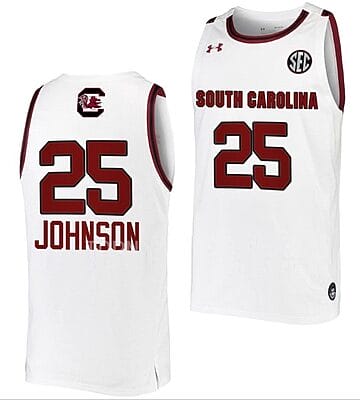 Raven Johnson Jersey #25 South Carolina Gamecocks College Basketball White
