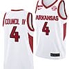 Ricky Council IV Jersey #4 Arkansas Razorbacks College Basketball Equality White
