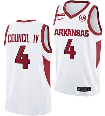 Ricky Council IV Jersey #4 Arkansas Razorbacks College Basketball Equality White
