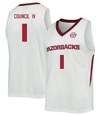 Ricky Council IV Jersey #1 Arkansas Razorbacks College Basketball White 1