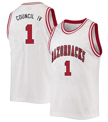 Ricky Council IV Jersey #1 Arkansas Razorbacks College Basketball White 2