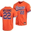 Ricky Williams Jersey #22 Clemson Tigers College Baseball Orange Full-Button
