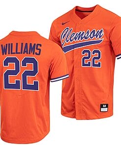 Ricky Williams Jersey #22 Clemson Tigers College Baseball Orange Full-Button