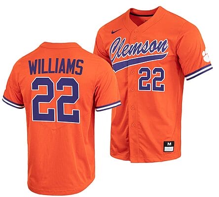 Ricky Williams Jersey #22 Clemson Tigers College Baseball Orange Full-Button