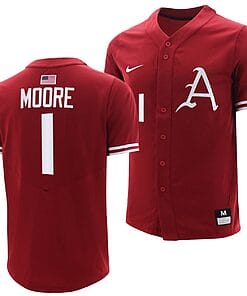 Robert Moore Jersey #1 Arkansas Razorbacks College Baseball Cardinal