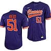 Rocco Reid Jersey #51 Clemson Tigers College Baseball Purple Full-Button