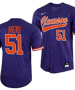 Rocco Reid Jersey #51 Clemson Tigers College Baseball Purple Full-Button