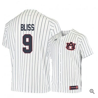 Ryan Bliss Jersey #9 Auburn Tigers Baseball NCAA College White Blue Alumni