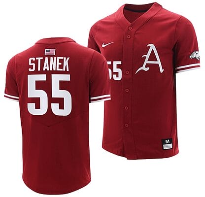 Ryne Stanek Jersey #55 Arkansas Razorbacks College Baseball Cardinal