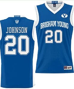 Spencer Johnson Jersey #20 BYU Cougars NIL College Basketball Jersey Lightweight Royal
