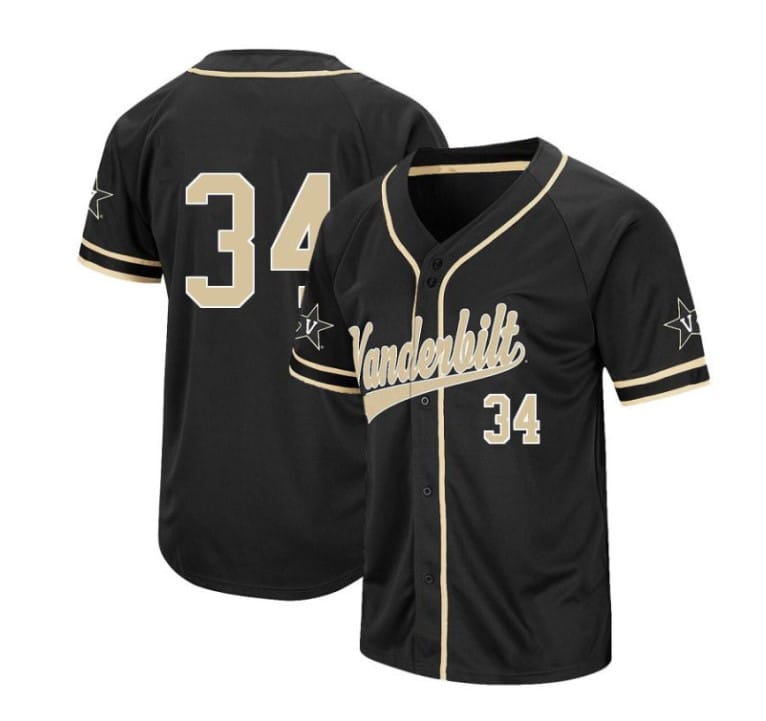 Spencer Jones Jersey #34 Vanderbilt Commodores Baseball NCAA College Black Alumni