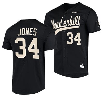 Spencer Jones Jersey #34 Vanderbilt Commodores College Baseball Replica Black