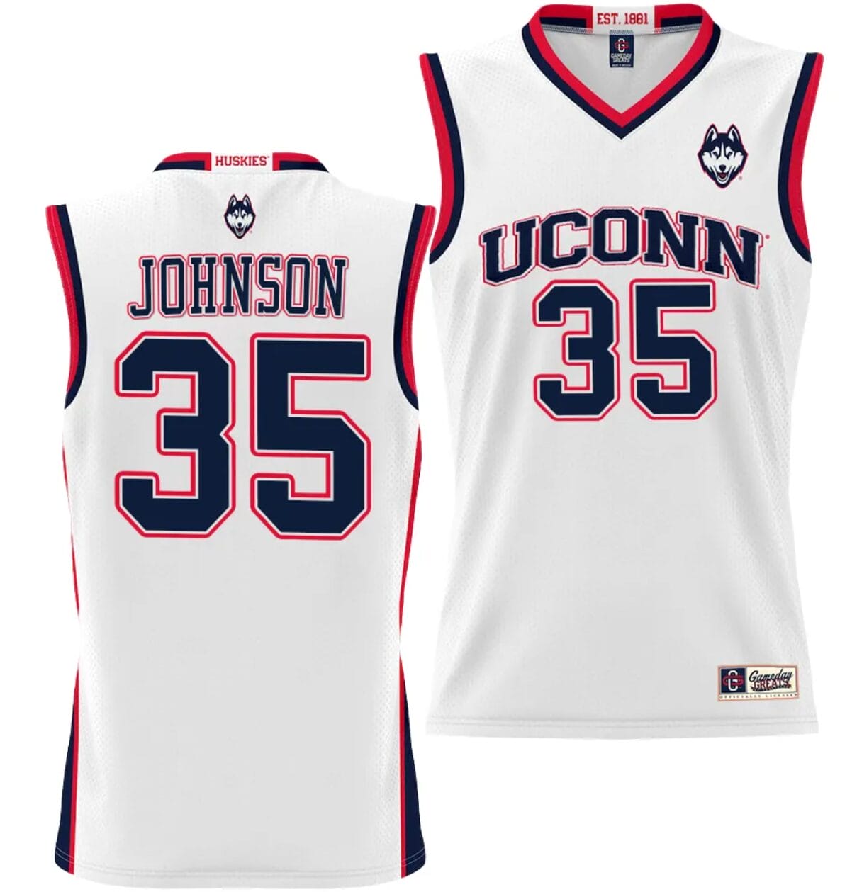 Samson Johnson Jersey #35 UConn Huskies NIL College Basketball Lightweight White