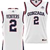 Steele Venters Jersey #2 Gonzaga Bulldogs NIL College Basketball Lightweight White