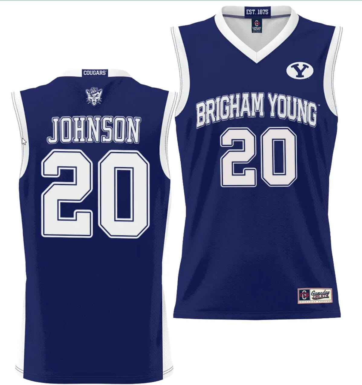 Spencer Johnson Jersey #20 BYU Cougars NIL College Basketball Jersey Lightweight Navy