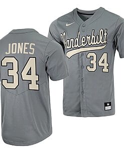 Spencer Jones Jersey #34 Vanderbilt Commodores Baseball NCAA College Grey Alumni