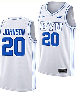 Spencer Johnson Jersey #20 BYU Cougars College Basketball Jersey 2022-23 White