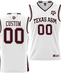 Custom Texas Aggies Jersey Name and Number NIL College Basketball Jersey Lightweight White
