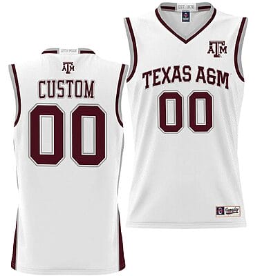 Custom Texas Aggies Jersey Name and Number NIL College Basketball Jersey Lightweight White
