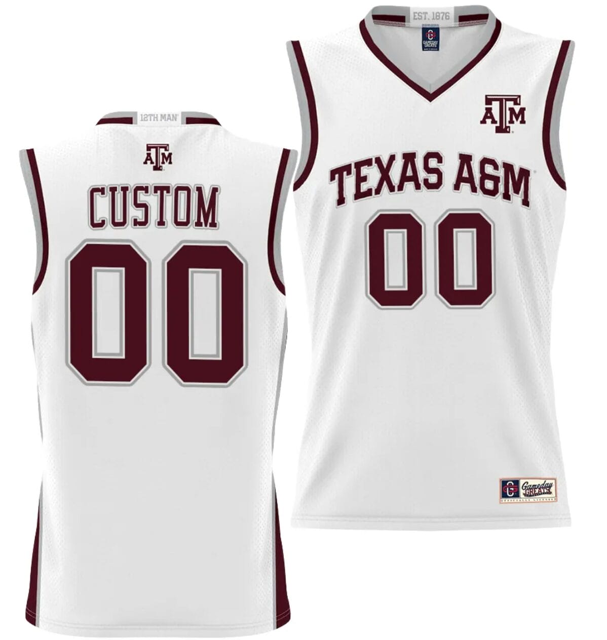 Custom Texas Aggies Jersey Name and Number NIL College Basketball Jersey Lightweight White