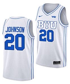 Spencer Johnson Jersey #20 BYU Cougars College Basketball White