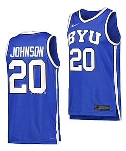 Spencer Johnson Jersey #20 BYU Cougars College Basketball Replica Royal